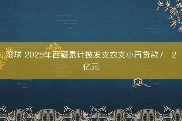 滚球 2025年西藏累计披发支农支小再贷款7.2亿元