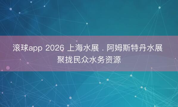 滚球app 2026 上海水展 . 阿姆斯特丹水展 聚拢民众水务资源