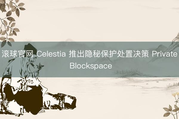 滚球官网 Celestia 推出隐秘保护处置决策 Private Blockspace