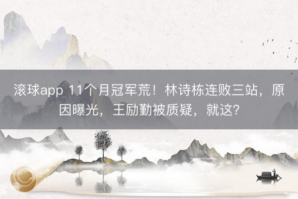 滚球app 11个月冠军荒！林诗栋连败三站，原因曝光，王励勤被质疑，就这？