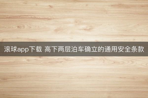 滚球app下载 高下两层泊车确立的通用安全条款