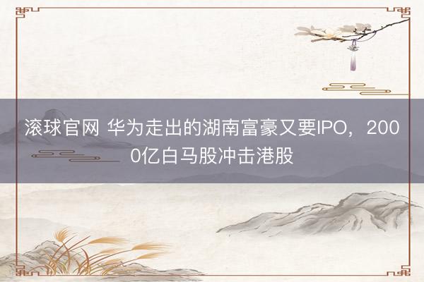滚球官网 华为走出的湖南富豪又要IPO，2000亿白马股冲击港股