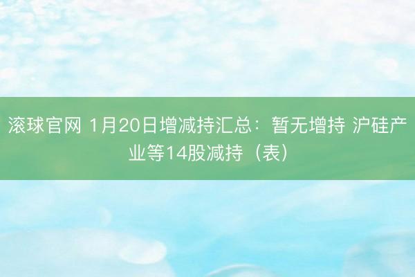滚球官网 1月20日增减持汇总：暂无增持 沪硅产业等14股减持（表）
