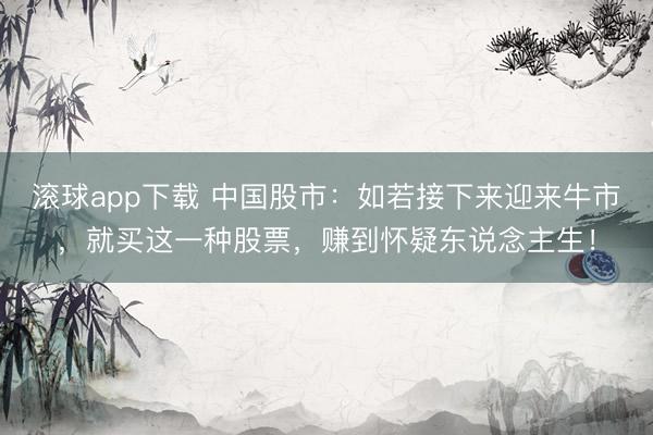 滚球app下载 中国股市：如若接下来迎来牛市，就买这一种股票，赚到怀疑东说念主生！