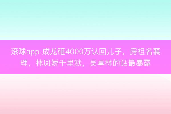 滚球app 成龙砸4000万认回儿子,房祖名襄理,林凤娇千里默,吴卓林的话最暴露