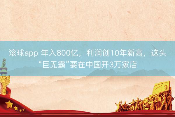 滚球app 年入800亿,利润创10年新高,这头“巨无霸”要在中国开3万家店