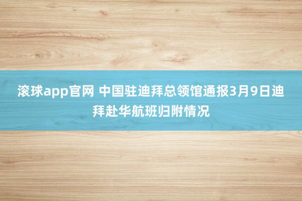 滚球app官网 中国驻迪拜总领馆通报3月9日迪拜赴华航班归附情况