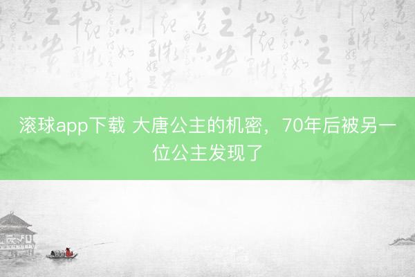 滚球app下载 大唐公主的机密，70年后被另一位公主发现了