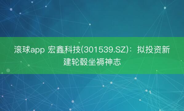 滚球app 宏鑫科技(301539.SZ)：拟投资新建轮毂坐褥神志