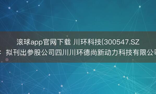 滚球app官网下载 川环科技(300547.SZ)：拟刊出参股公司四川川环德尚新动力科技有限公司