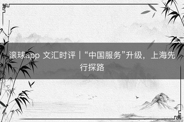 滚球app 文汇时评｜“中国服务”升级，上海先行探路
