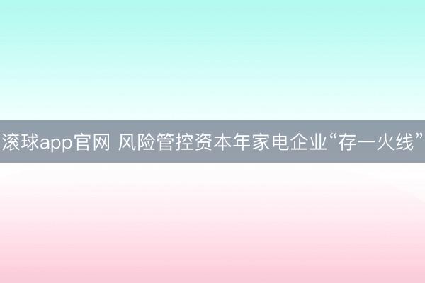 滚球app官网 风险管控资本年家电企业“存一火线”