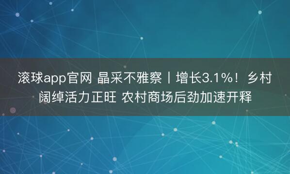 滚球app官网 晶采不雅察丨增长3.1%！乡村阔绰活力正旺 农村商场后劲加速开释