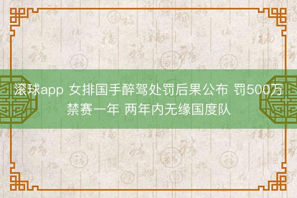 滚球app 女排国手醉驾处罚后果公布 罚500万禁赛一年 两年内无缘国度队