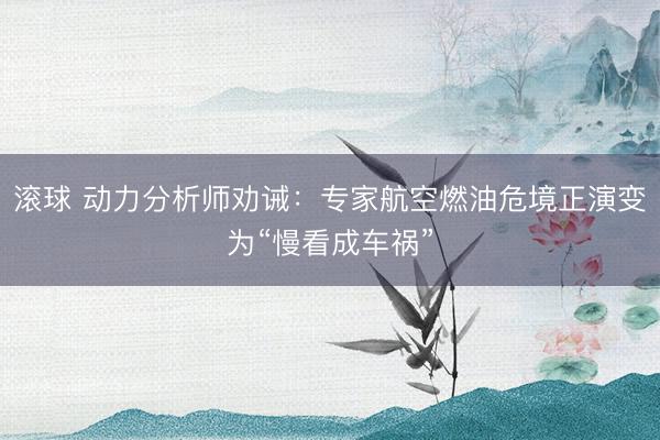 滚球 动力分析师劝诫：专家航空燃油危境正演变为“慢看成车祸”