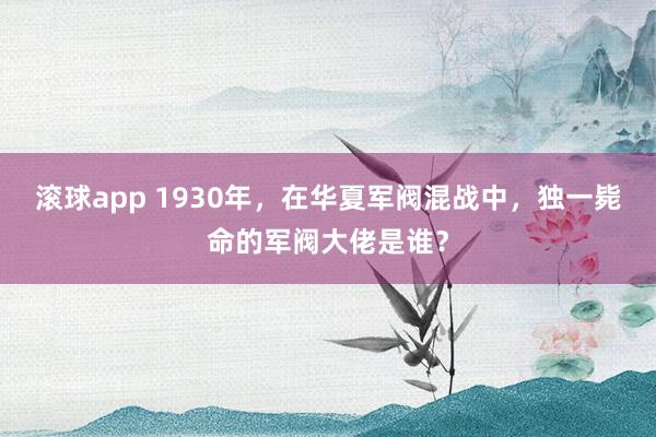 滚球app 1930年,在华夏军阀混战中,独一毙命的军阀大佬是谁?