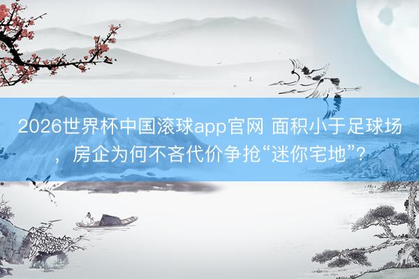 2026世界杯中国滚球app官网 面积小于足球场，房企为何不吝代价争抢“迷你宅地”？