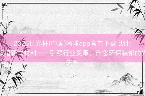 2026世界杯(中国)滚球app官方下载 湖北宅双嘻新式材料——引颈行业变革，作念环保装修的先驱