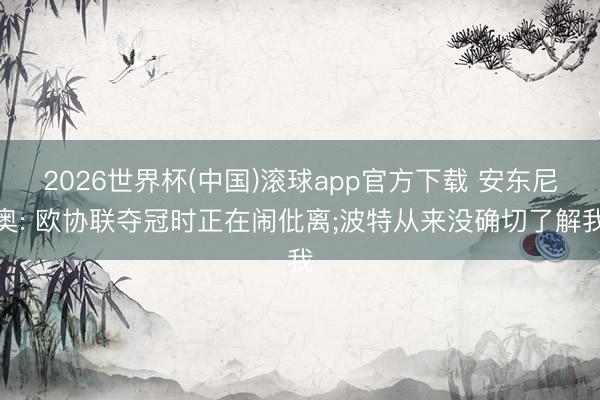 2026世界杯(中国)滚球app官方下载 安东尼奥: 欧协联夺冠时正在闹仳离;波特从来没确切了解我