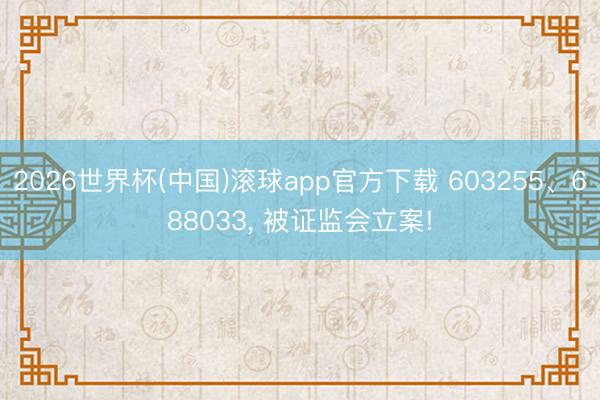 2026世界杯(中国)滚球app官方下载 603255、688033， 被证监会立案!