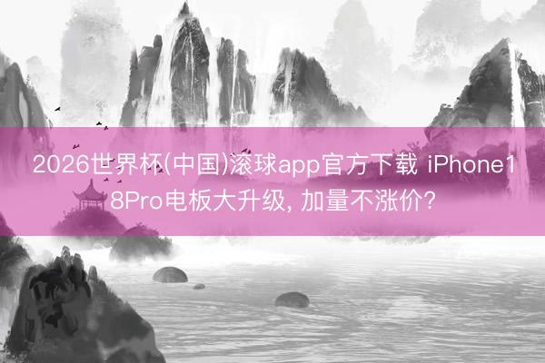2026世界杯(中国)滚球app官方下载 iPhone18Pro电板大升级， 加量不涨价?