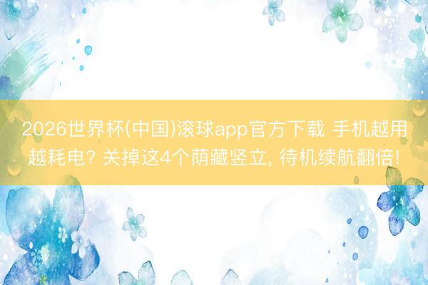 2026世界杯(中国)滚球app官方下载 手机越用越耗电? 关掉这4个荫藏竖立， 待机续航翻倍!