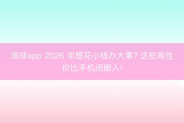滚球app 2026 年想花小钱办大事? 这些高性价比手机闭眼入!
