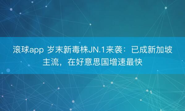 滚球app 岁末新毒株JN.1来袭：已成新加坡主流，在好意思国增速最快