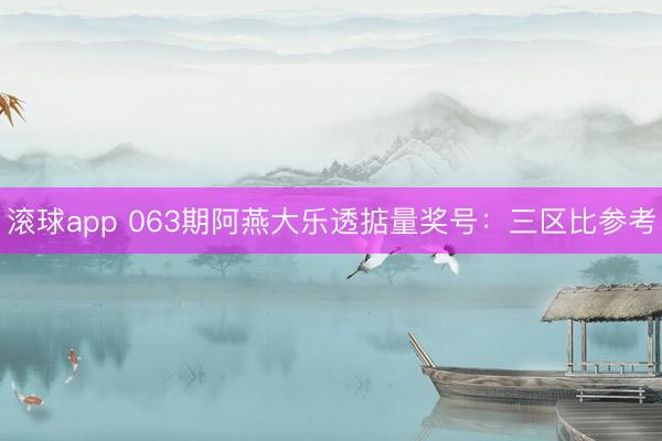 滚球app 063期阿燕大乐透掂量奖号：三区比参考