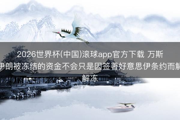 2026世界杯(中国)滚球app官方下载 万斯：伊朗被冻结的资金不会只是因签署好意思伊条约而解冻