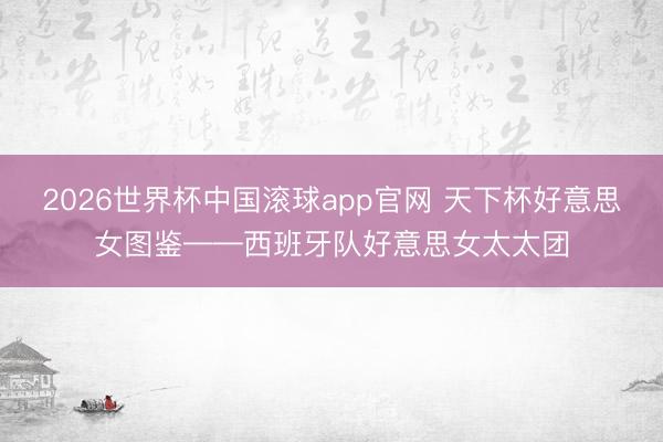 2026世界杯中国滚球app官网 天下杯好意思女图鉴——西班牙队好意思女太太团