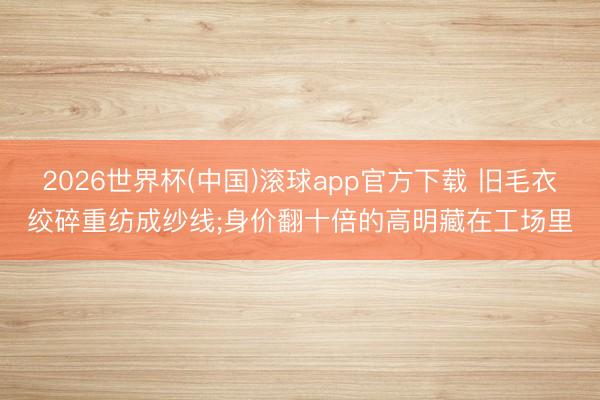 2026世界杯(中国)滚球app官方下载 旧毛衣绞碎重纺成纱线;身价翻十倍的高明藏在工场里