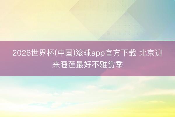 2026世界杯(中国)滚球app官方下载 北京迎来睡莲最好不雅赏季