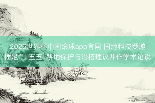 2026世界杯中国滚球app官网 国地科技受邀插足“十五五”耕地保护与治搭理议并作学术论说