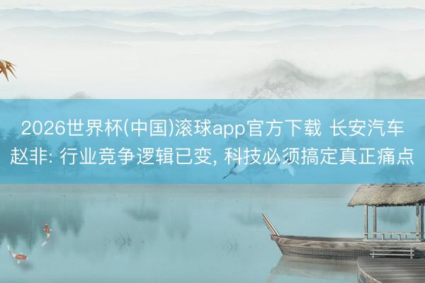 2026世界杯(中国)滚球app官方下载 长安汽车赵非: 行业竞争逻辑已变, 科技必须搞定真正痛点